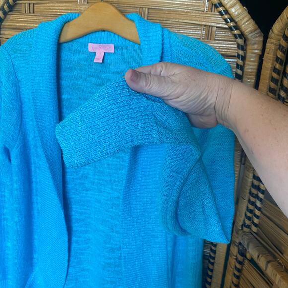 Lilly Pulitzer Open Front Cardigan Sweater Blue Size Small Viscose Blend - Picture 5 of 7